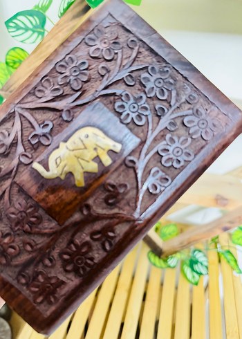 Koyu Kahverengi Oyma Ahşap Oyuncak Kutu - Görsel 8