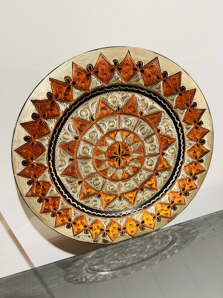 ANTİKA BAKIR İŞLEMELİ TEPSİ - Görsel 4