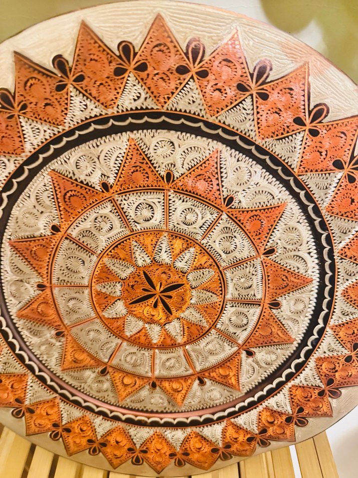 ANTİKA BAKIR İŞLEMELİ TEPSİ - Görsel 2