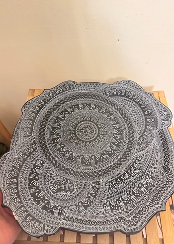 El İşçiliği Siyah-Beyaz Desenli Seramik Set - Görsel 8