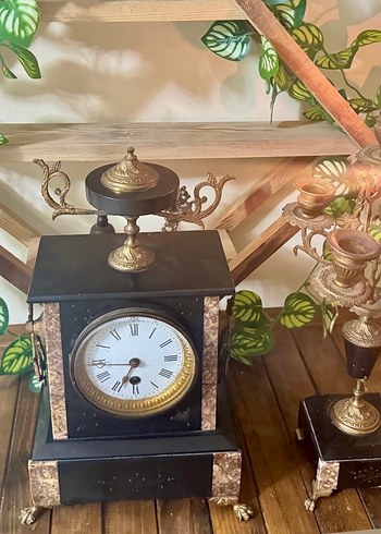 Klasik Siyah Masa Saati ve Şamdan Seti - Görsel 13