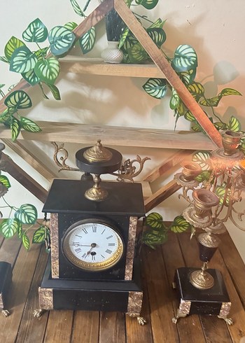 Klasik Siyah Masa Saati ve Şamdan Seti - Görsel 9