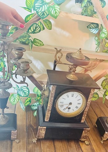 Klasik Siyah Masa Saati ve Şamdan Seti - Görsel 11