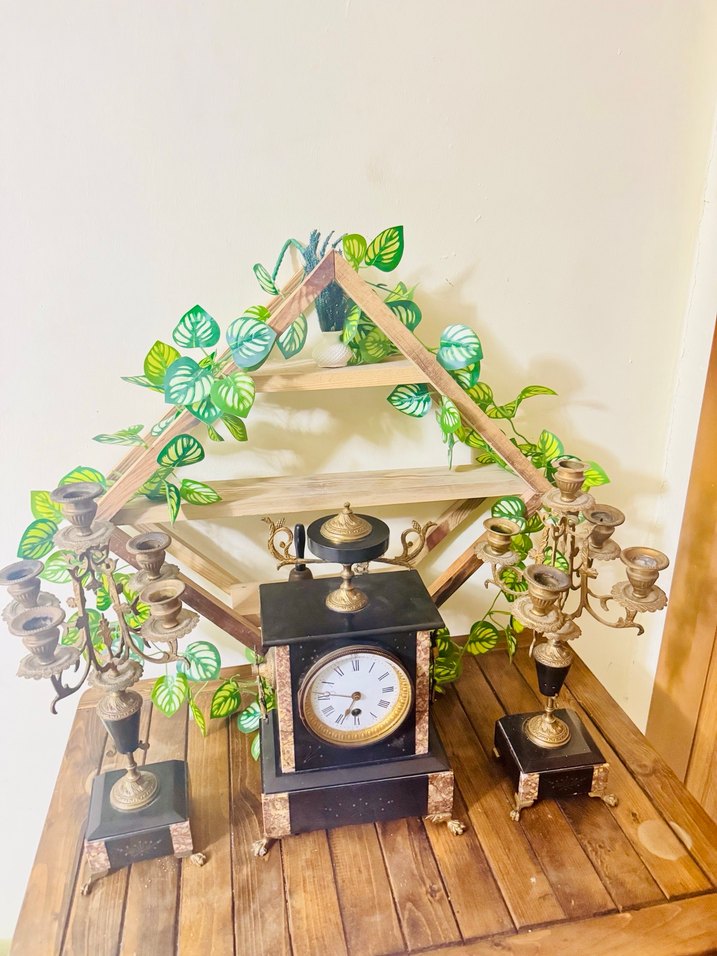 Klasik Siyah Masa Saati ve Şamdan Seti - Görsel 4