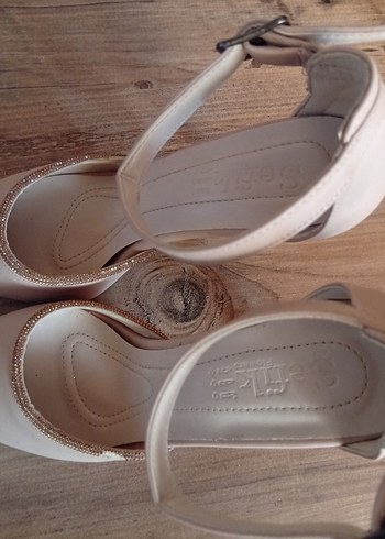 Bej Stiletto Topuklu Kadın Abiye Ayakkabı - Görsel 3