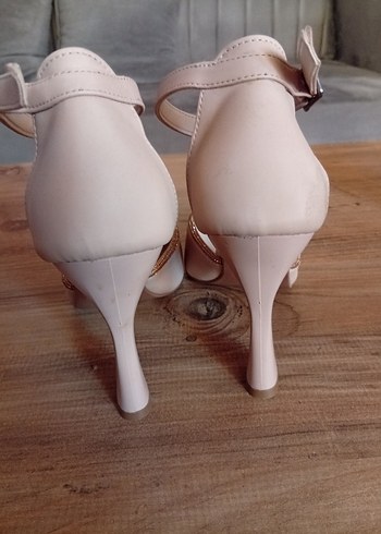 Bej Stiletto Topuklu Kadın Abiye Ayakkabı - Görsel 5