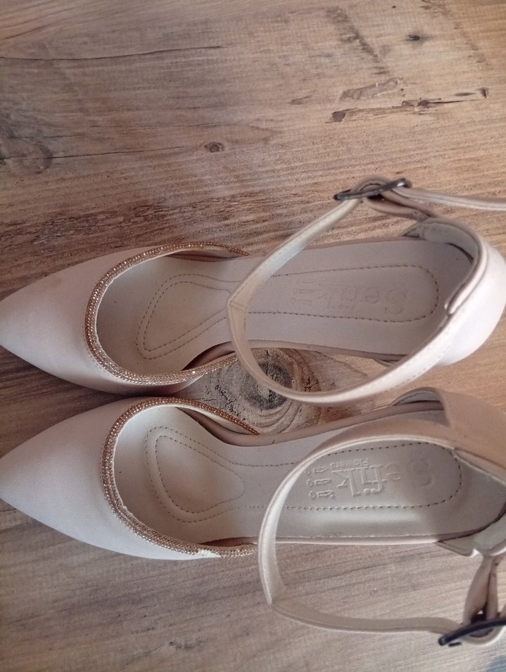 Bej Stiletto Topuklu Kadın Abiye Ayakkabı - Görsel 4