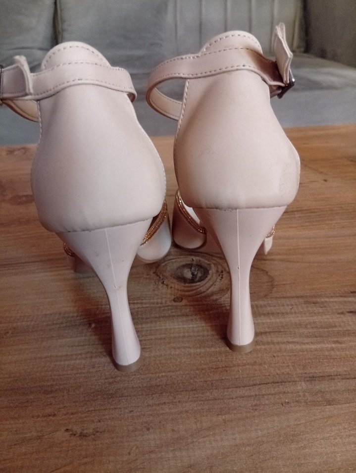 Bej Stiletto Topuklu Kadın Abiye Ayakkabı - Görsel 5