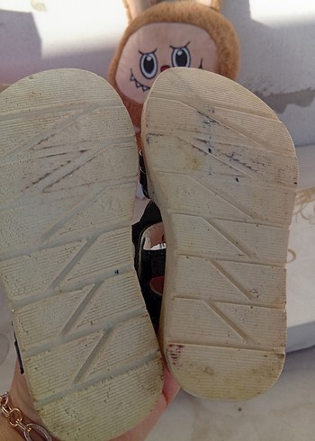 Kız Çocuk Siyah Örgü Detaylı Sandalet - Görsel 5