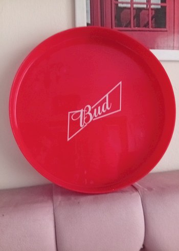 Kırmızı Vintage Bud Logolu Tepsi - Görsel 2