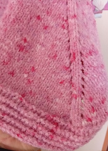 Kız Çocuk Pembe Örgü Poncho - Görsel 3