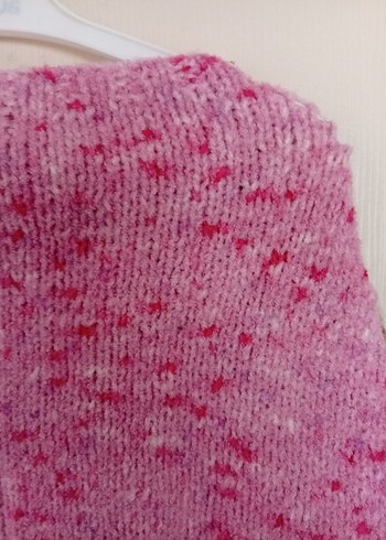 Kız Çocuk Pembe Örgü Poncho - Görsel 2