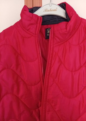 Kırmızı Fermuarlı Kadın Mont - Görsel 4