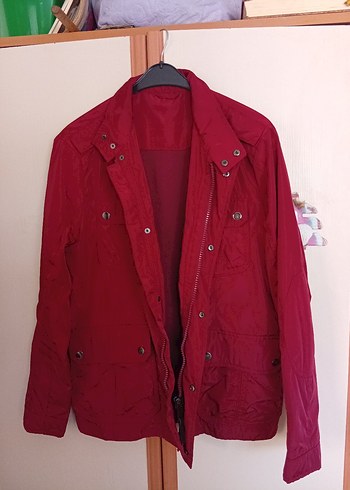 Düğmeli Kırmızı Midi Kadın Mont - Görsel 2