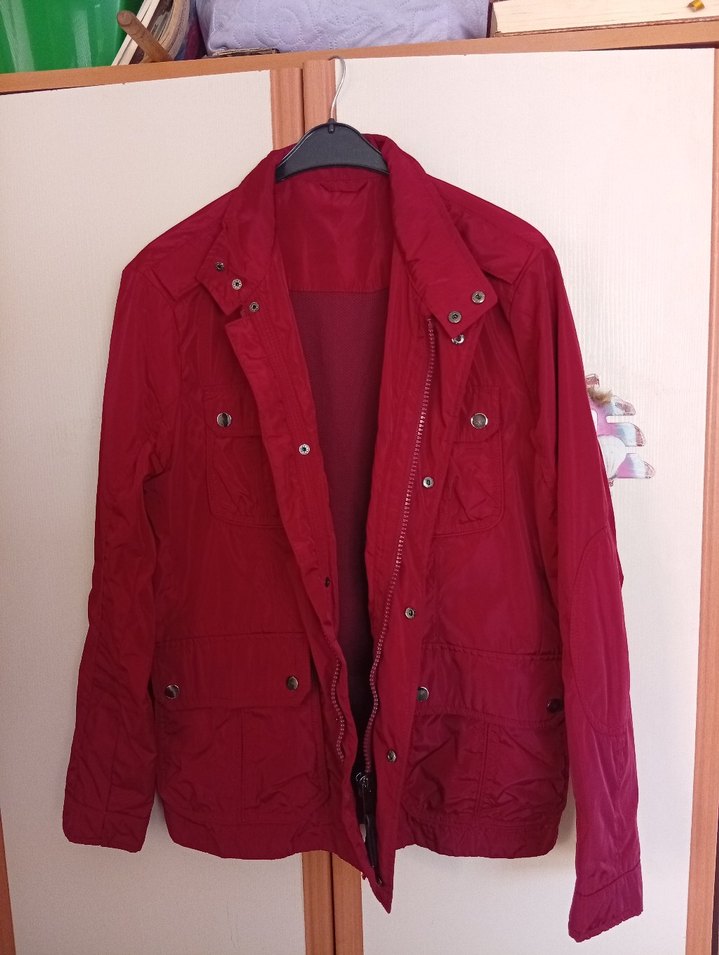 Düğmeli Kırmızı Midi Kadın Mont - Görsel 2