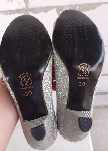 39 Beden gri Renk Gri Klasik Topuklu Abiye Ayakkabı