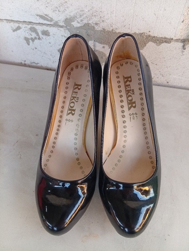 Siyah Parlak Yılan Desenli Stiletto - Görsel 3