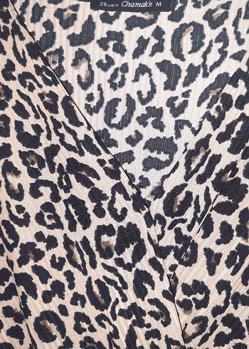 Trendyol & Milla Leopar Desenli Midi Elbise, V Yaka, Kısa Kollu