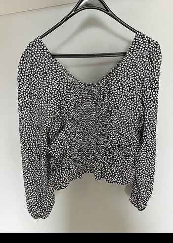 HM Uzun Kollu V-Yaka Bağcıklı Bluz - Görsel 2