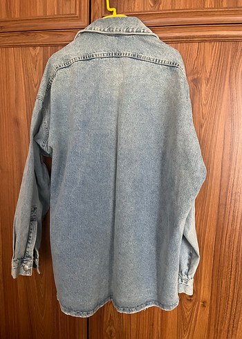 l Beden Düğmeli Mavi Denim Kot Ceket