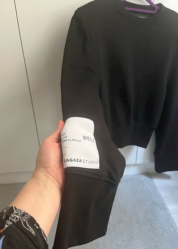 Siyah Kadın Oversize Sweatshirt - Görsel 3