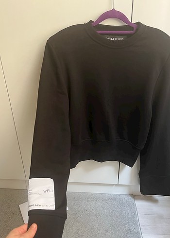 Siyah Kadın Oversize Sweatshirt - Görsel 2