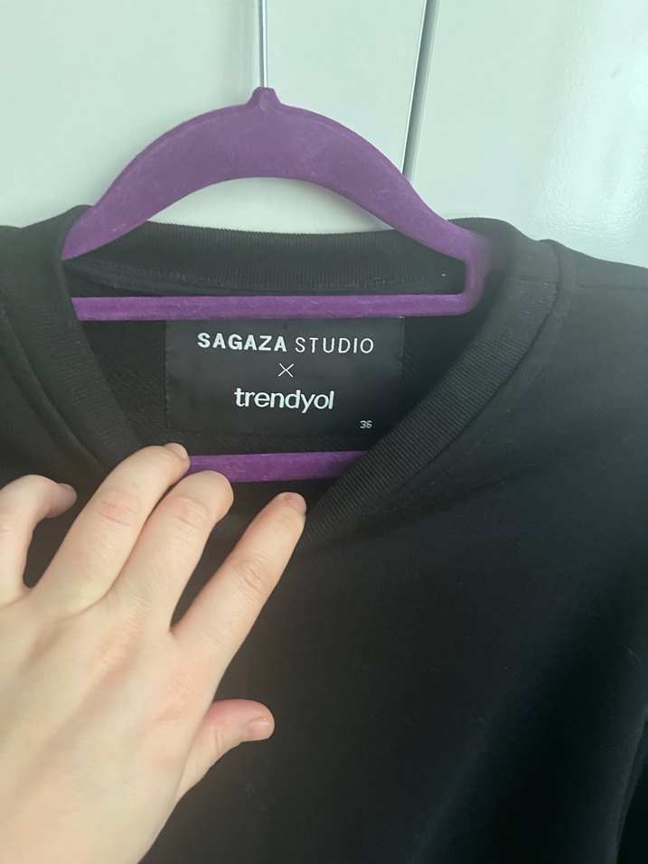 Siyah Kadın Oversize Sweatshirt - Görsel 4