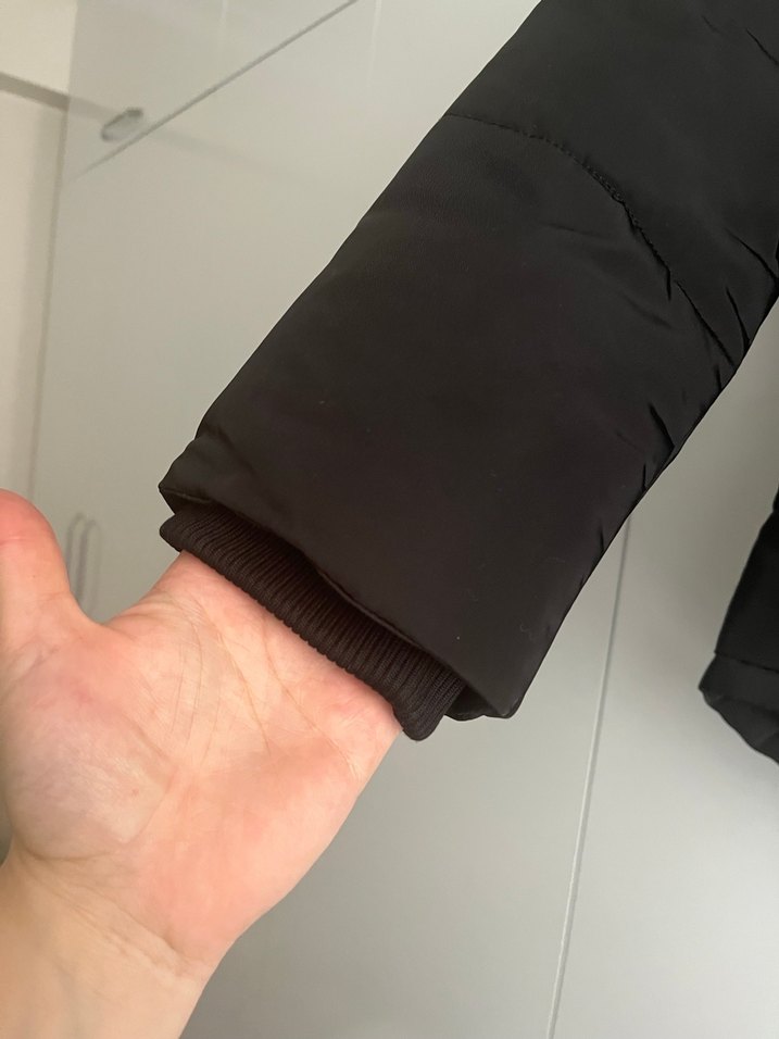 Kürklü Kapüşonlu Siyah Kadın Kış Montu - Görsel 5