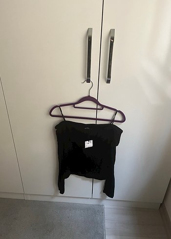 Siyah Uzun Kollu düşük yaka Triko Bluz - Görsel 4