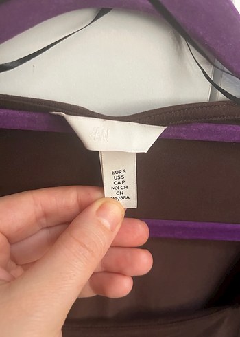 Kahverengi kare yaka Uzun Kollu bluz - Görsel 3