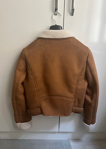 Kürk Detaylı Kahverengi biker Kadın Ceket - Görsel 4