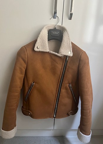Kürk Detaylı Kahverengi biker Kadın Ceket - Görsel 2