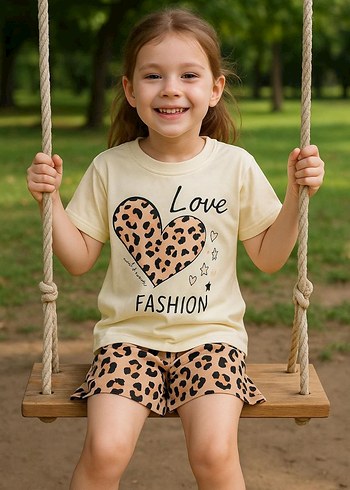 Kız Çocuk Leopar Desenli Pamuklu Tişört - Görsel 2
