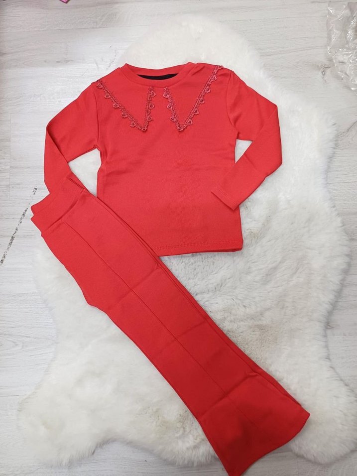 Kız Çocuk Yeşil Örgü Eşofman Takımı - Görsel 3