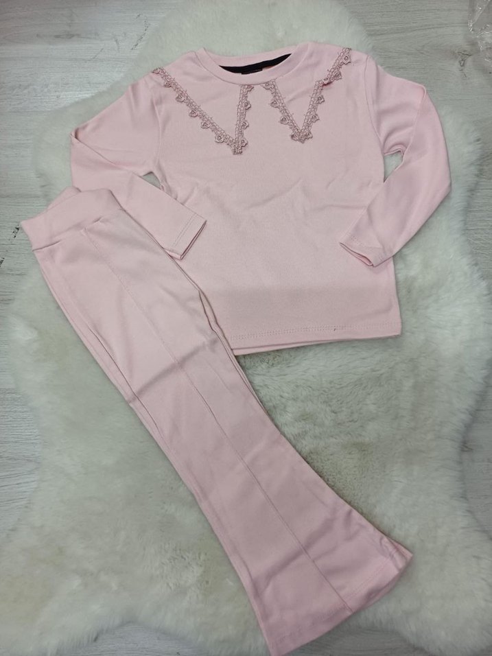 Kız Çocuk Yeşil Örgü Eşofman Takımı - Görsel 2