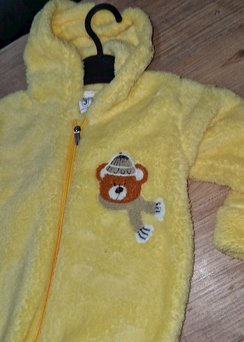 Sarı Peluş Bebek Tulum, Ayıcık Desenli - Görsel 2
