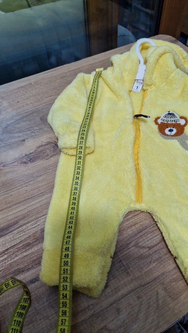 Sarı Peluş Bebek Tulum Ayıcık Desenli - Görsel 5