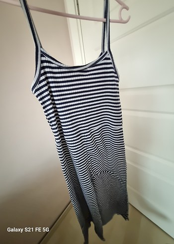 Uzun Çizgili tulum Hamile Elbisesi - Görsel 5