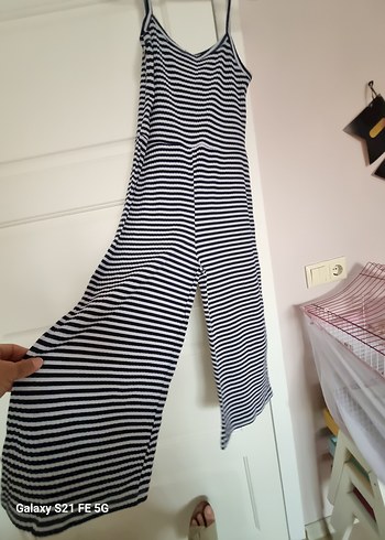 Uzun Çizgili tulum Hamile Elbisesi - Görsel 7