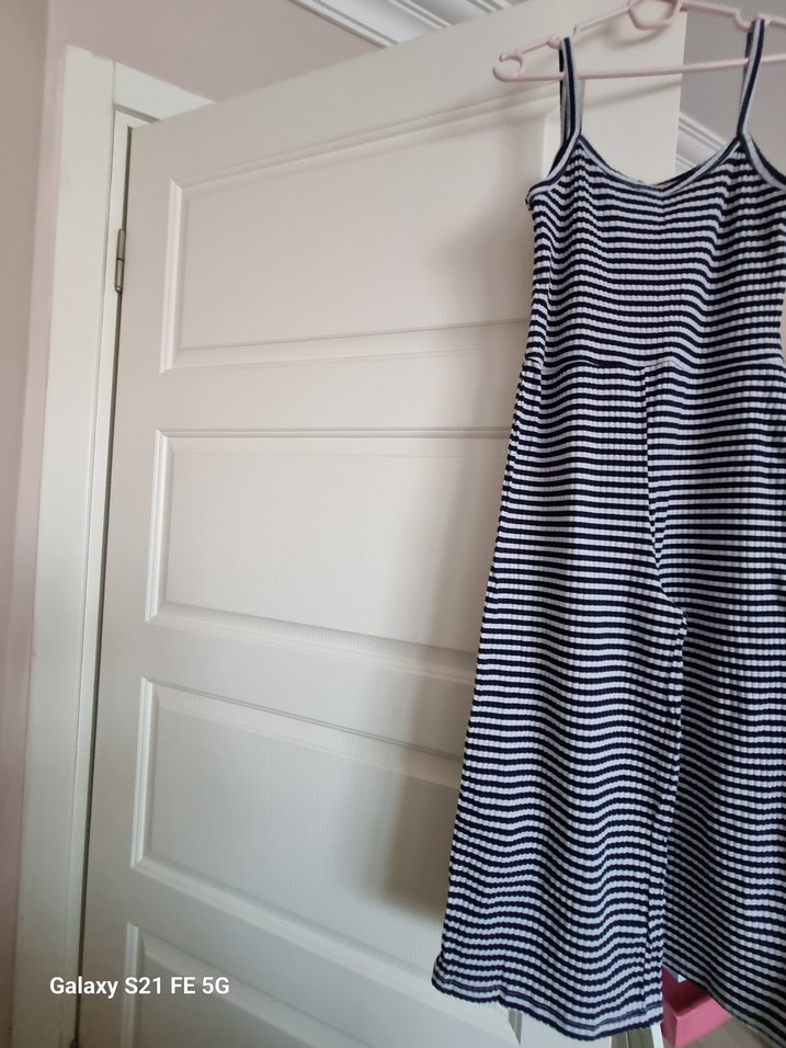 Uzun Çizgili tulum Hamile Elbisesi - Görsel 4