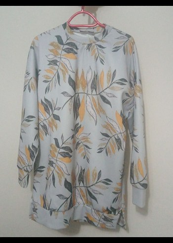 LC Waikiki Yaprak Desenli Gri Tunik