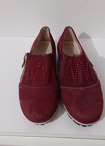 Bordo renk, taşlı, Yıldız fermuarlı Oxford