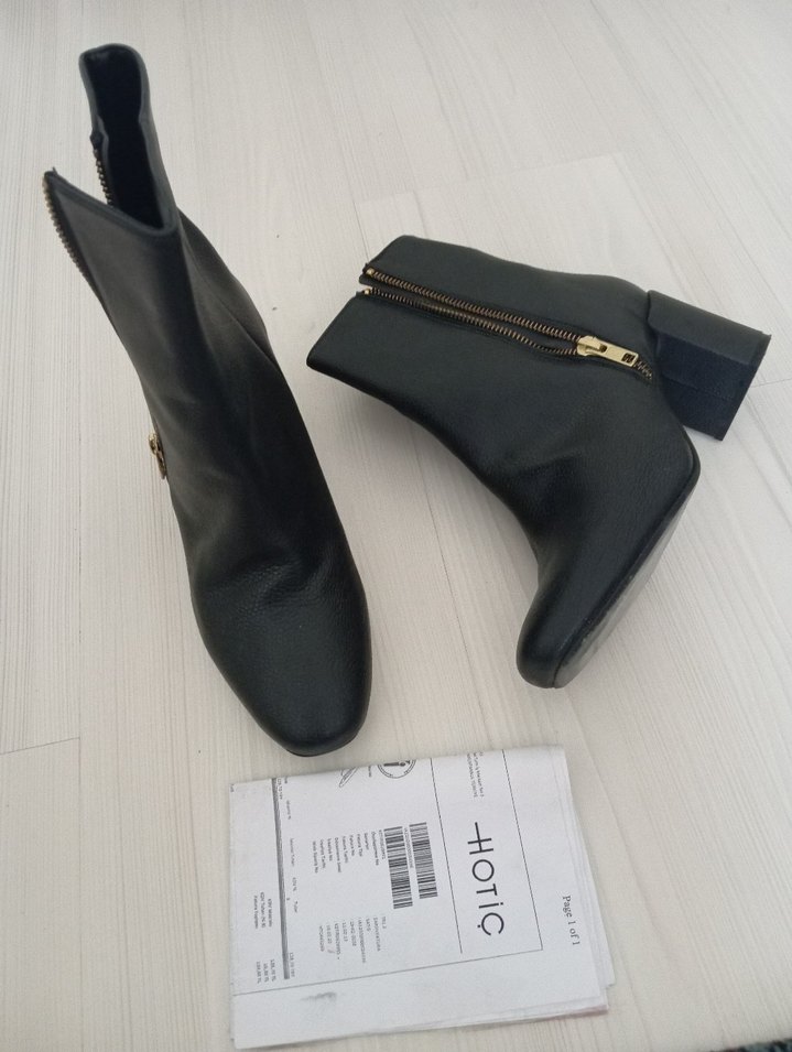 Siyah Deri Kadın Topuklu Bot - Görsel 2