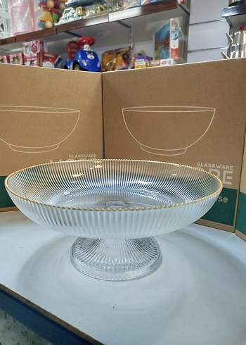 Altın İşlemeli Modern Klasik Ayaklı Tabak - Görsel 2