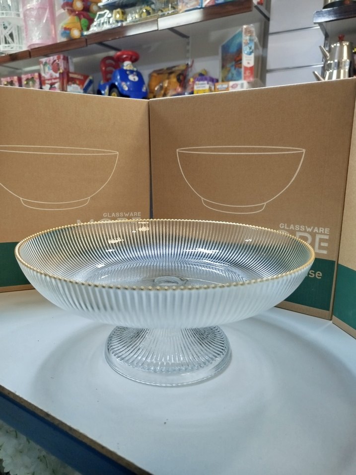 Altın İşlemeli Modern Klasik Ayaklı Tabak - Görsel 2