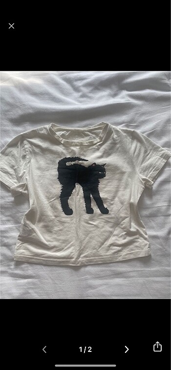 Baby tee siyah kedi fairycore