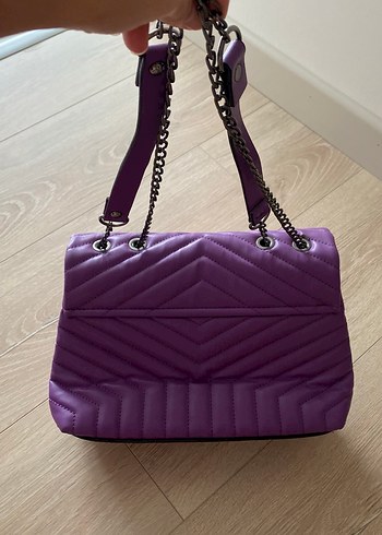 Mor Deri Kadın Çanta - Görsel 3