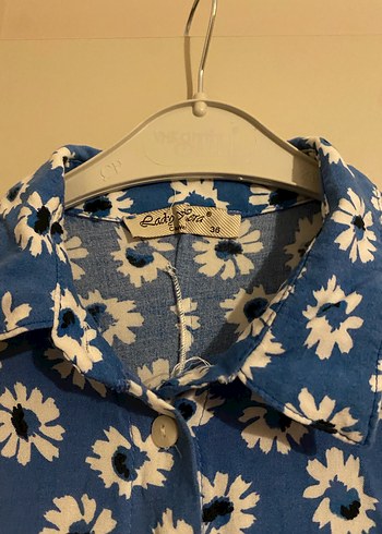 Mavi Bohem Çiçek desenli Gömlek Elbise - Görsel 3