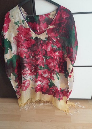 Çiçek Desenli V Yakalı Kadın pareo - Görsel 4