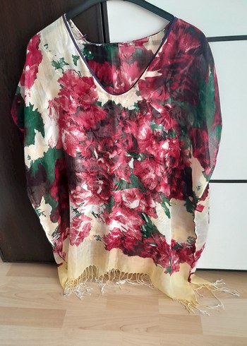 Çiçek Desenli V Yakalı Kadın pareo - Görsel 5